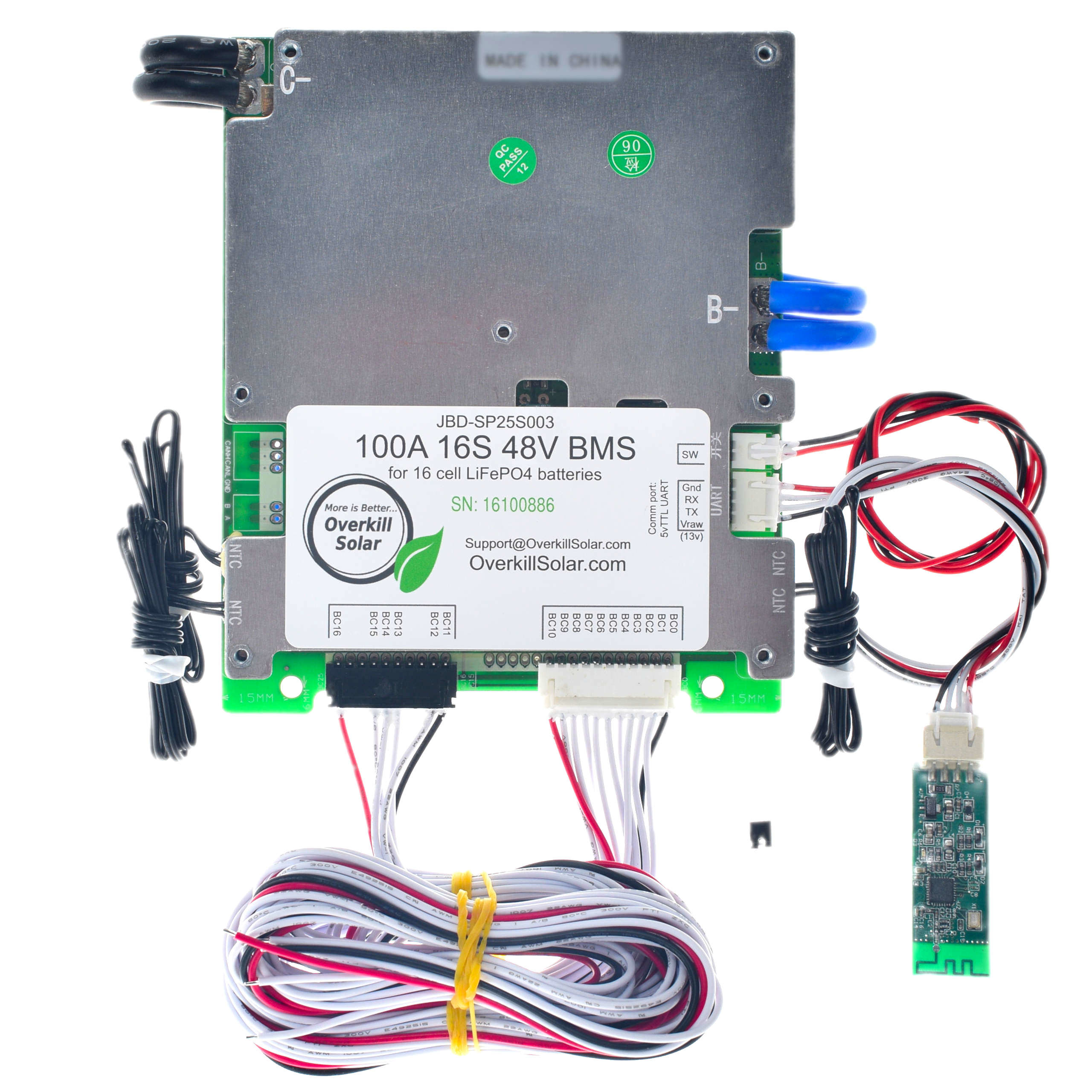 16s BMS 100a for LifePo4 with 24" 8ga Wires