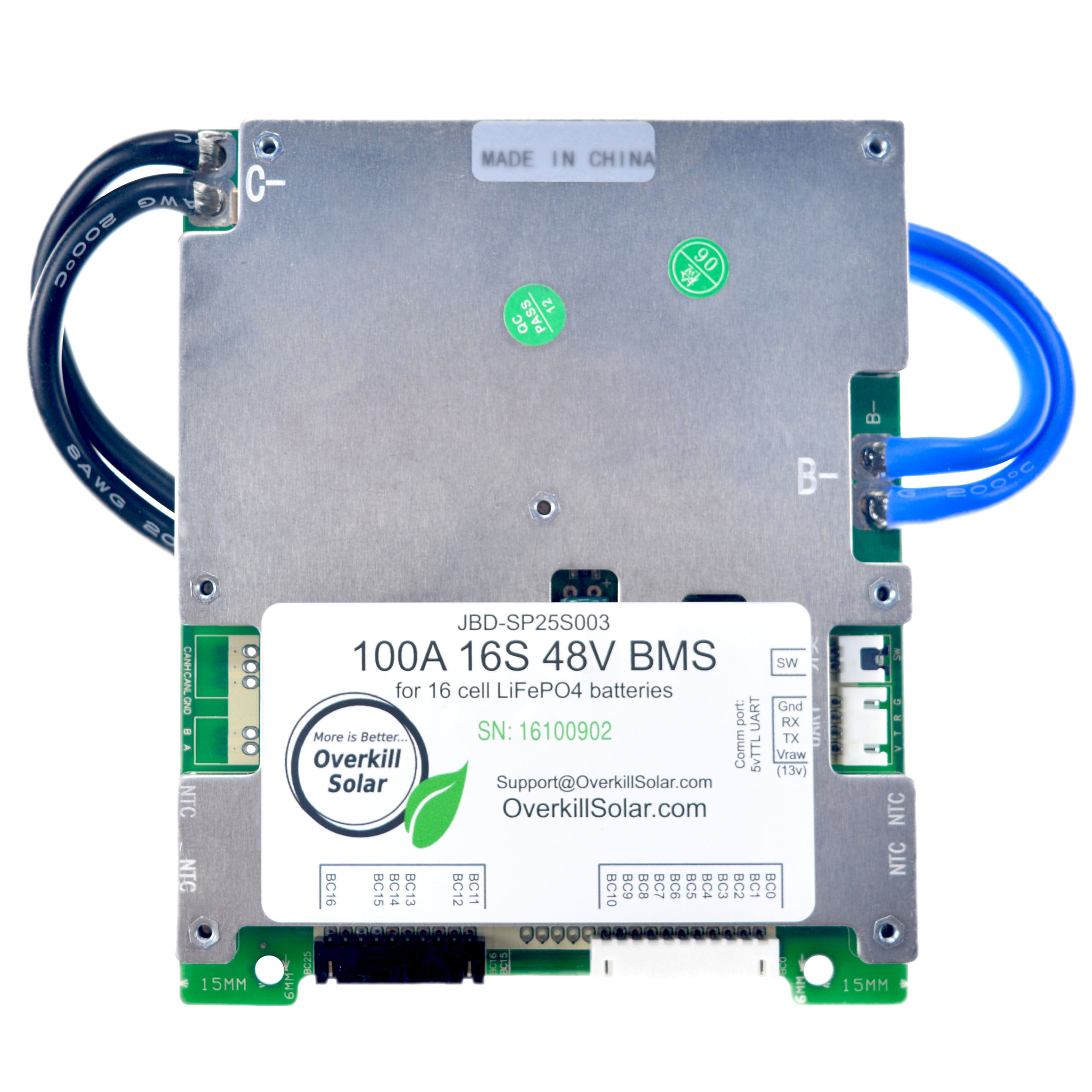 16s BMS 100a for LifePo4 with 24" 8ga Wires - Image 4