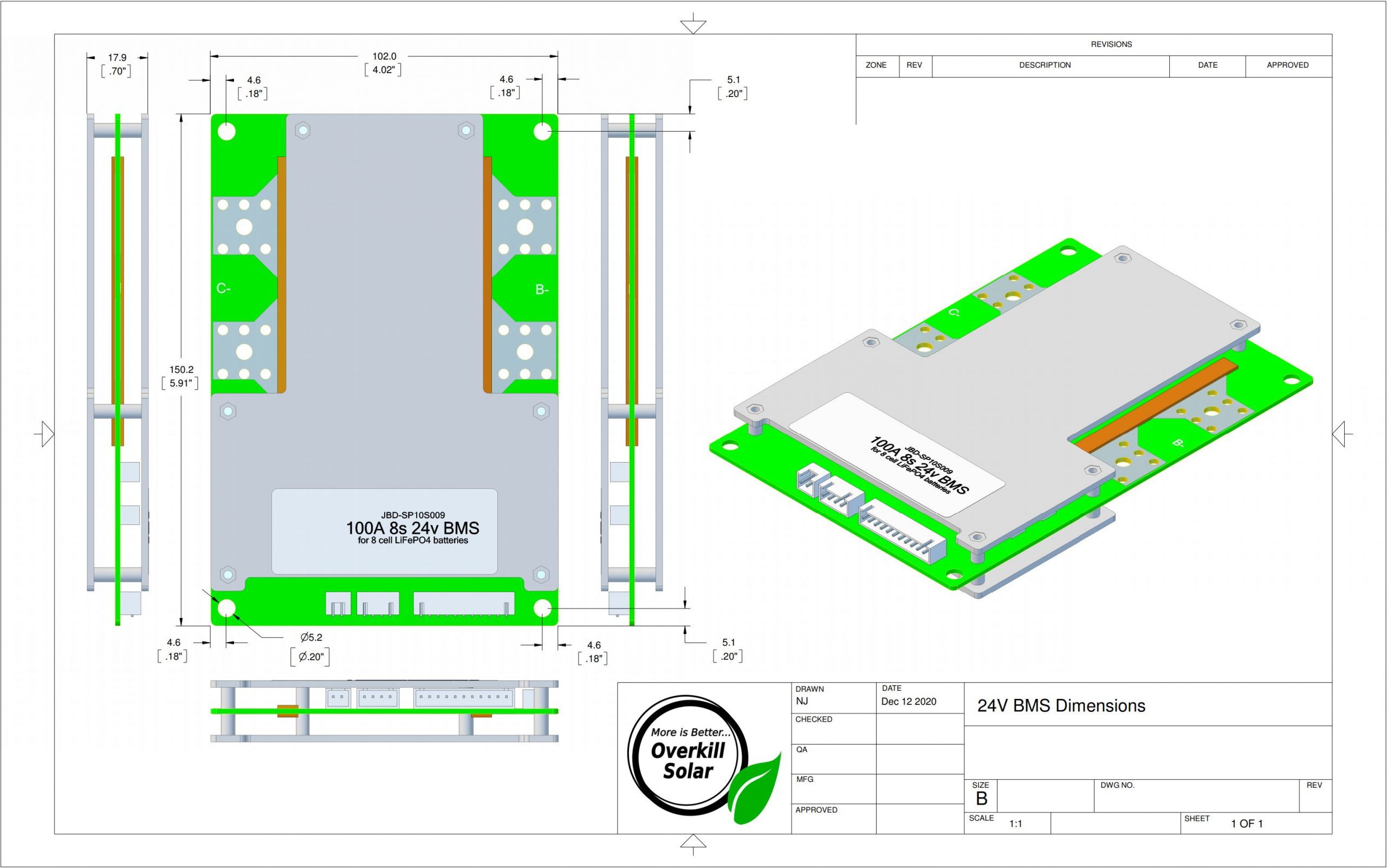 8s BMS 100a LifePo4 with M6 Threaded Terminals - Image 9