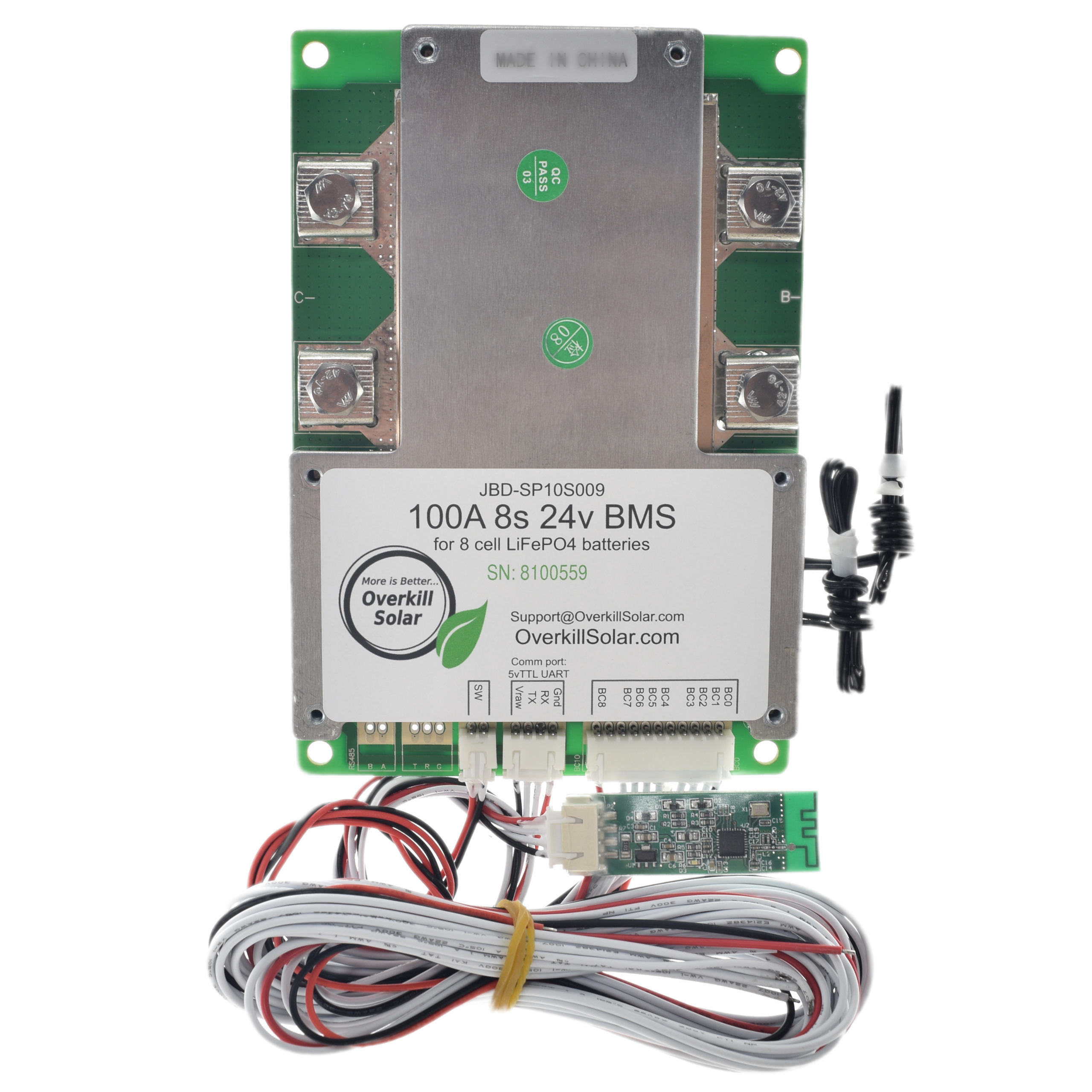 8s BMS 100a LifePo4 with M6 Threaded Terminals